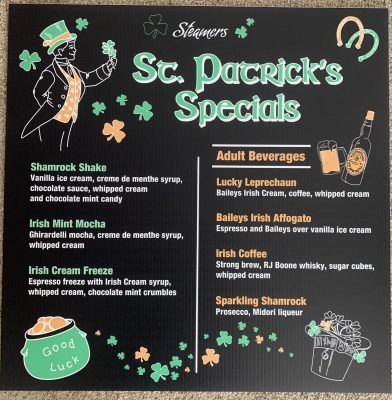 Steamers St. Patrick's Day Specials