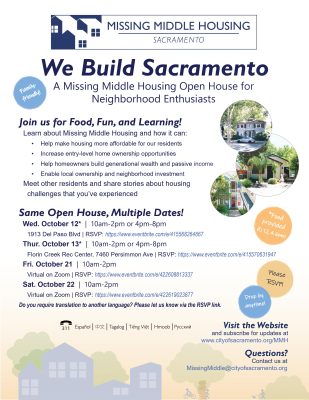 We Build Sacramento: A Missing Middle Housing Open House for Neighborhood Enthusiasts